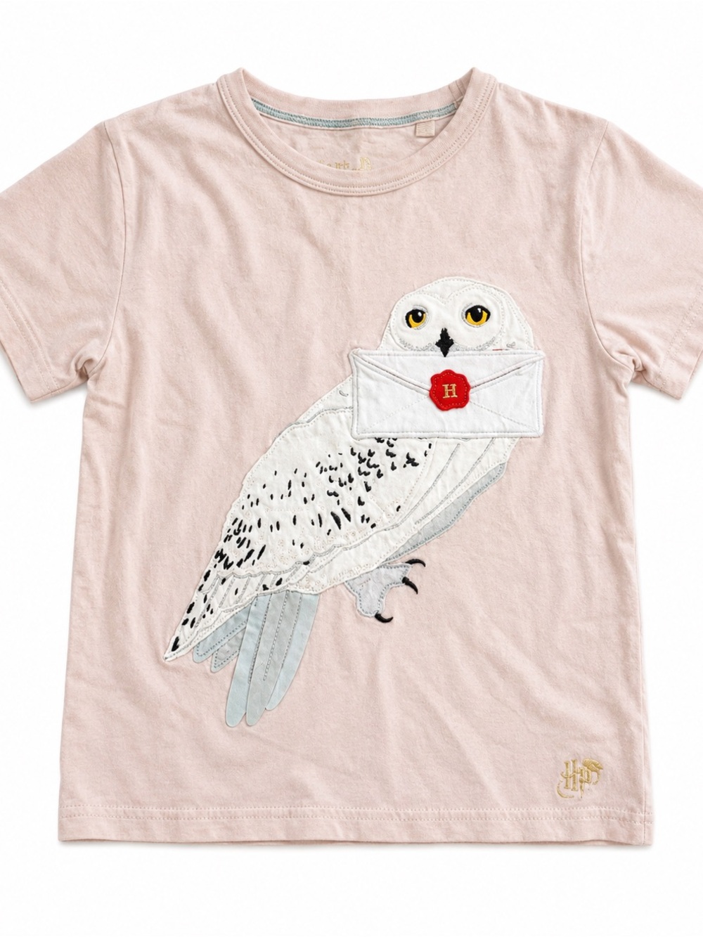 Mini Boden x Harry Potter Blush Tee with Hedwig Appliqué